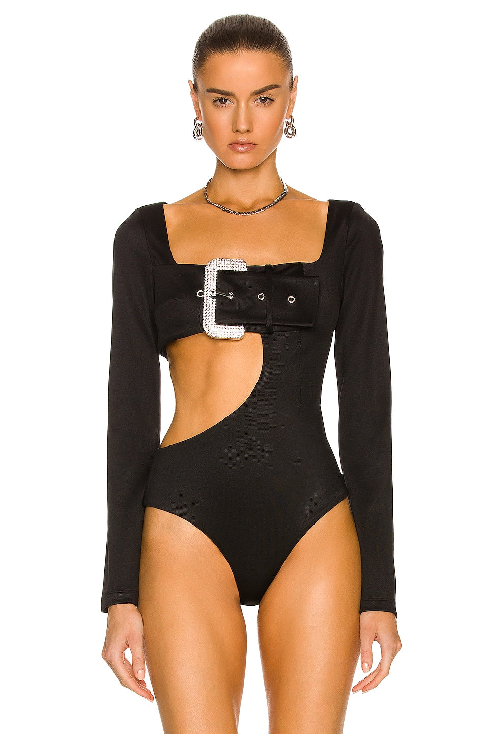Luxury Diamonds Buckle Belt Bodysuits Skirt