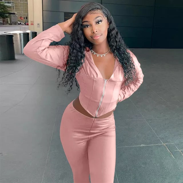 Zip Up Corset Outfit Set