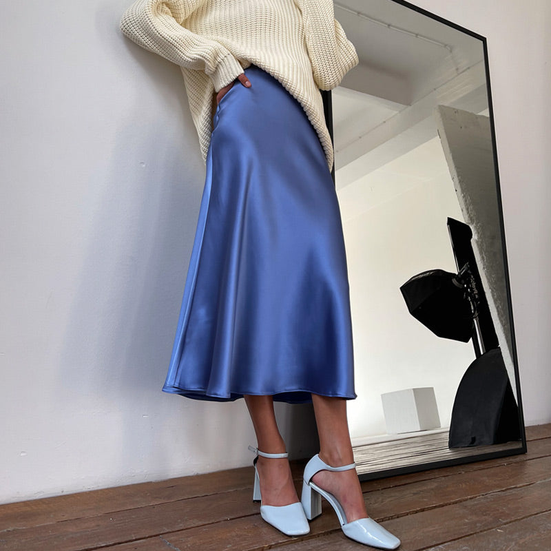 Elegant Silk Midi Skirt