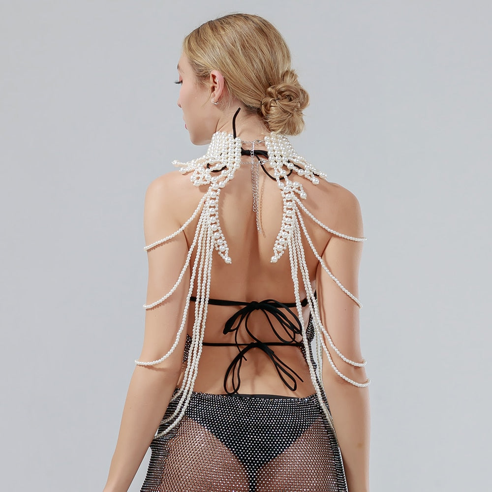 Pearl Shawl Necklaces Body Chain