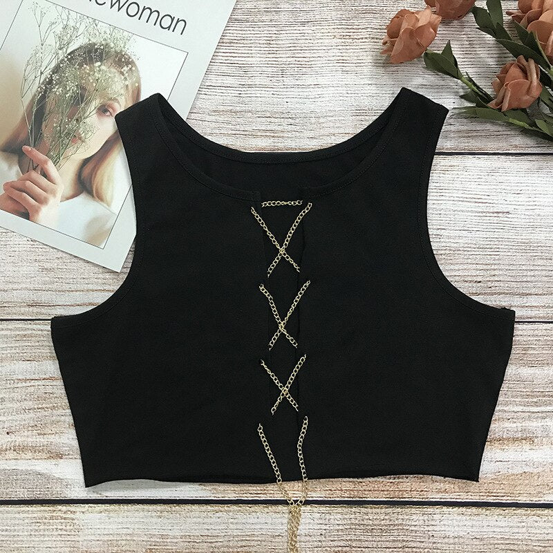 Crossed Chain Tank Tops