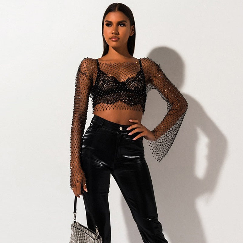 Diamond See Through Rhinestones Top