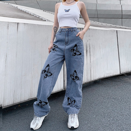 Butterfly Print Streetwear Pants