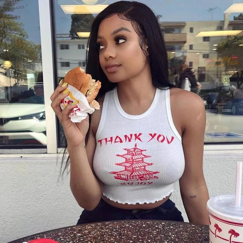 Chinese Style Print Crop Top