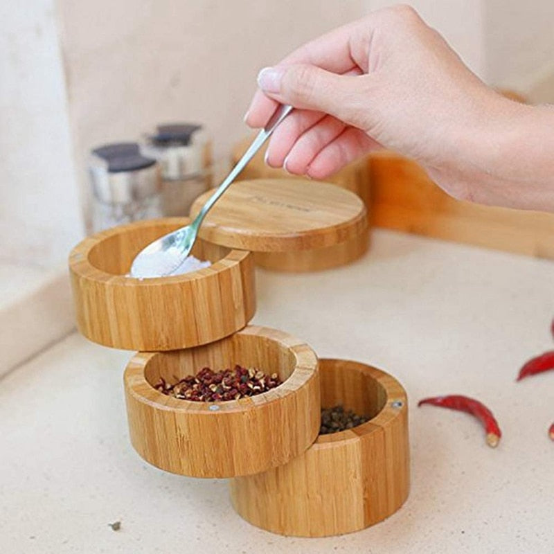 Bamboo Wood Box Spice Storage