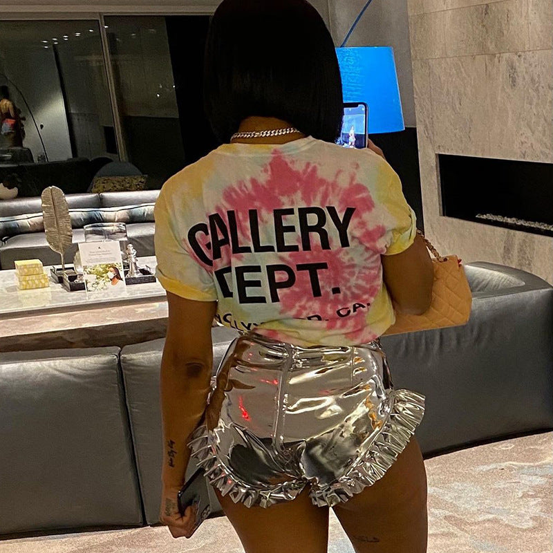 Ruffles Metallic Leather Booty Shorts