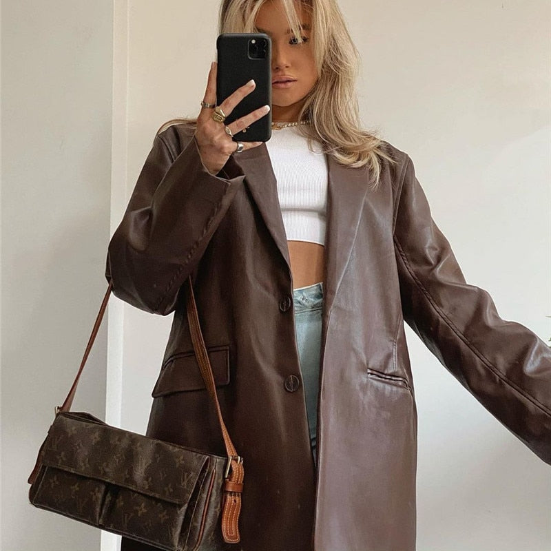 Fashionable Chic Leather Blazers
