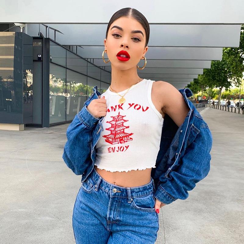 Chinese Style Print Crop Top