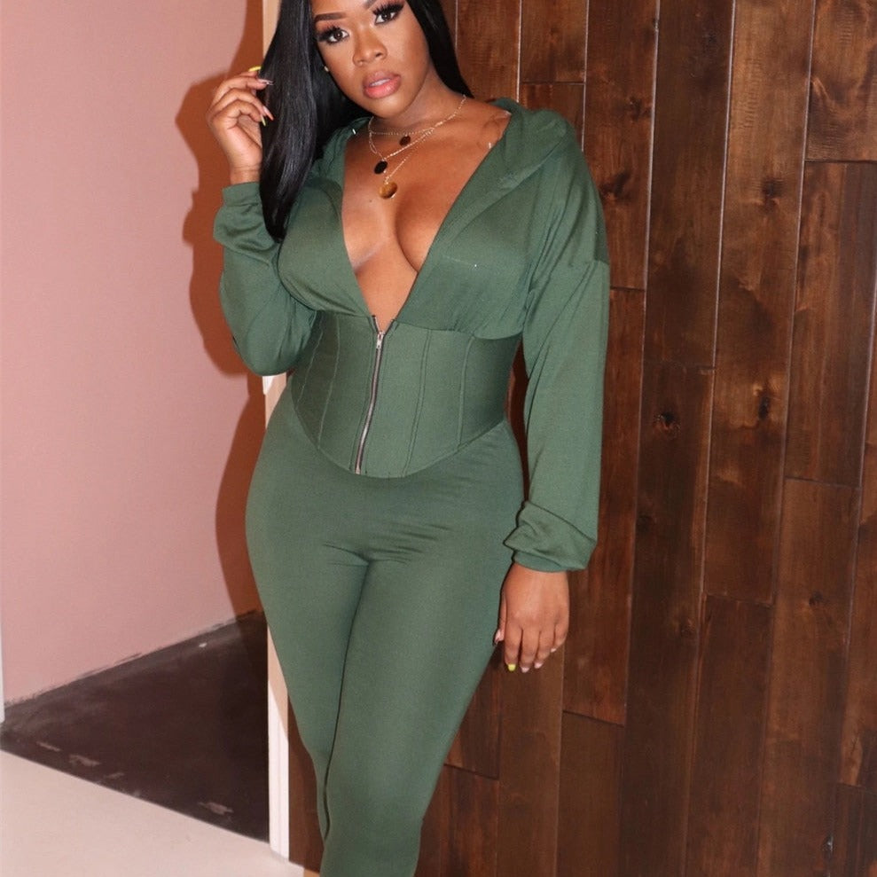 Zip Up Corset Outfit Set