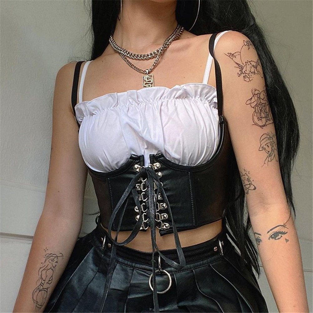 Goth Punk Leather Corset