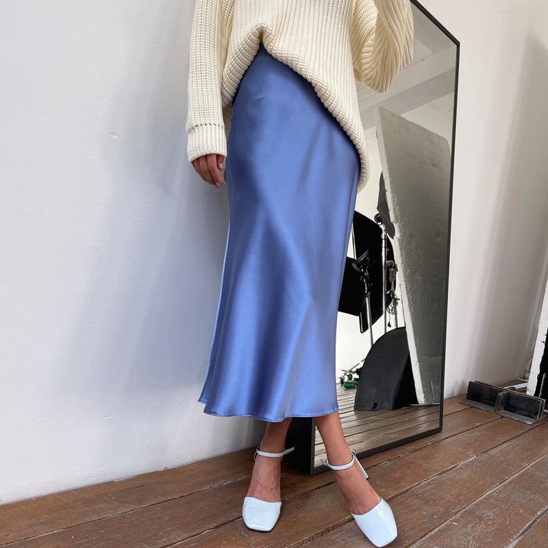 Elegant Silk Midi Skirt