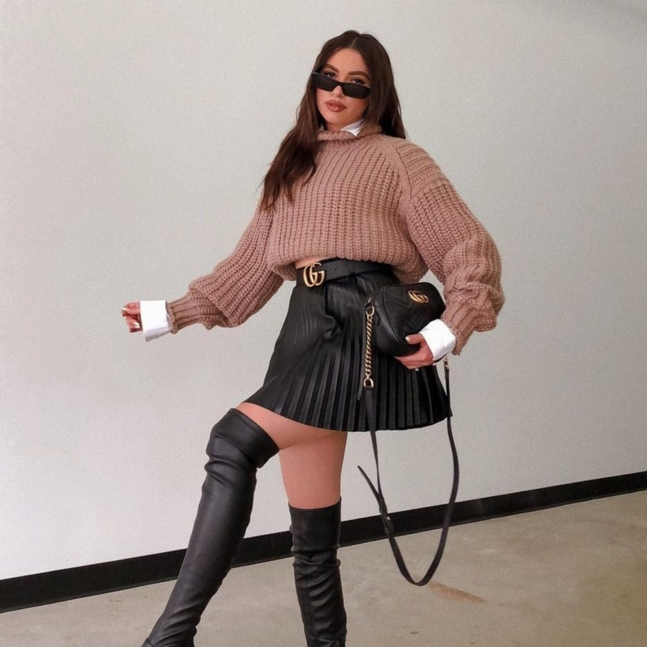 Fine Pleated Chic Mini Skirt