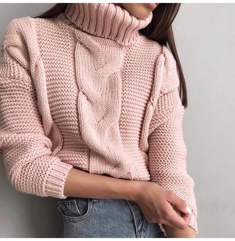 Fashion Turtleneck Knitted Sweatshirt