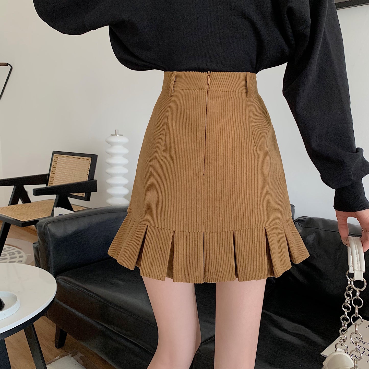 Corduroy Retro Pleated Skirt