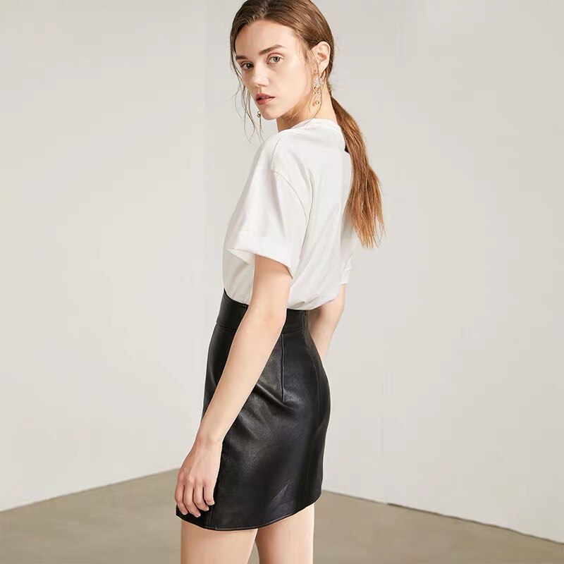 Black Asymmetric Zip Mini Skirt
