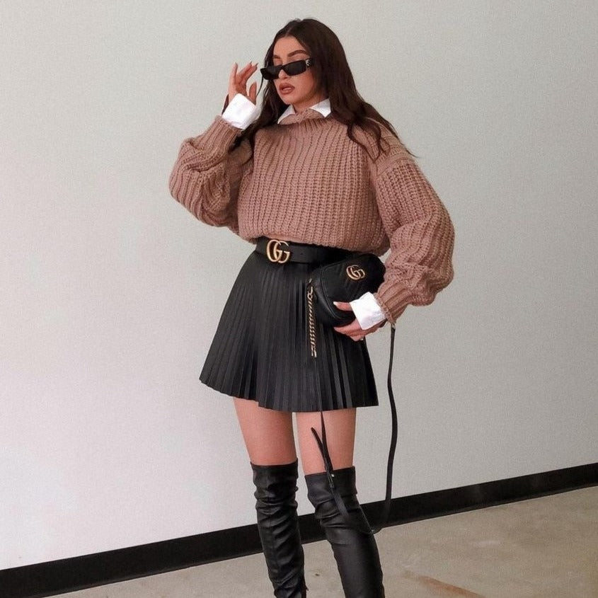 Fine Pleated Chic Mini Skirt