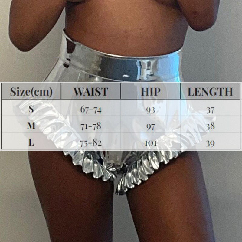 Ruffles Metallic Leather Booty Shorts