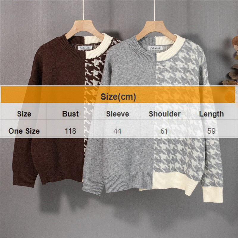 Knitted Checkered Warm Vintage Thick Sweaters