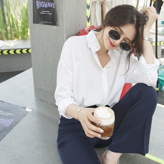 Oversized Casual White Shirt Top