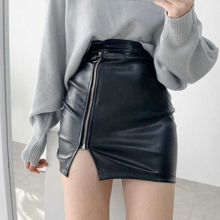 Black Zipper Punk Slim Skirts