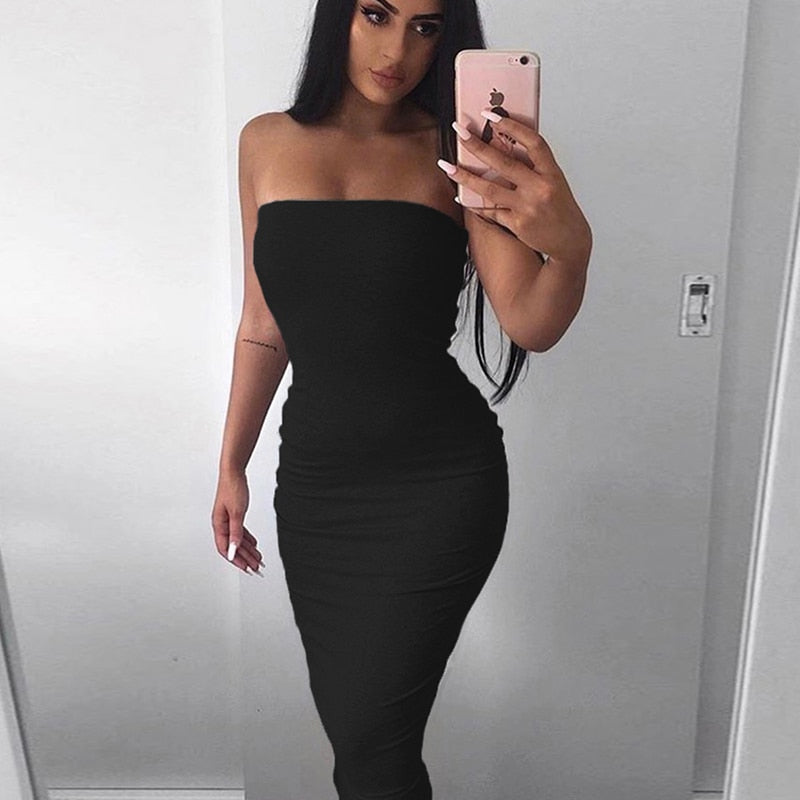 Elegant Long Strapless Dress