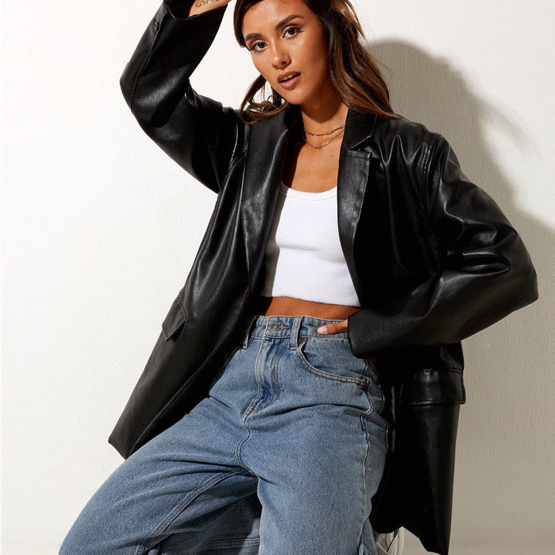 Fashionable Chic Leather Blazers
