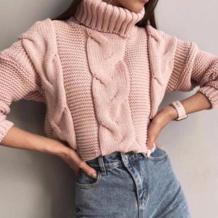 Fashion Turtleneck Knitted Sweatshirt