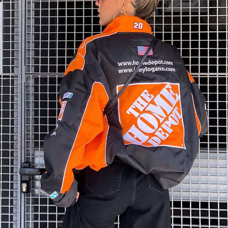 Orange Streetwear Printed Jacket