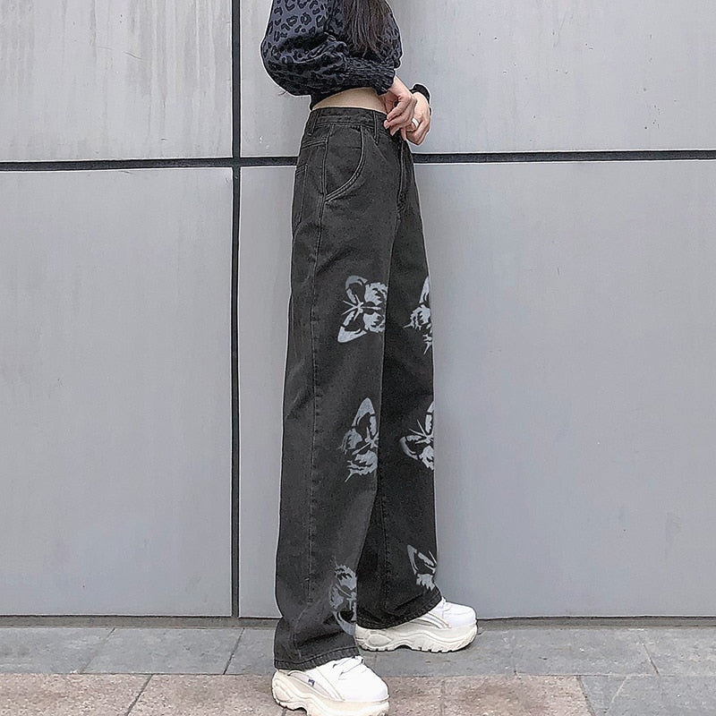 Butterfly Print Streetwear Pants