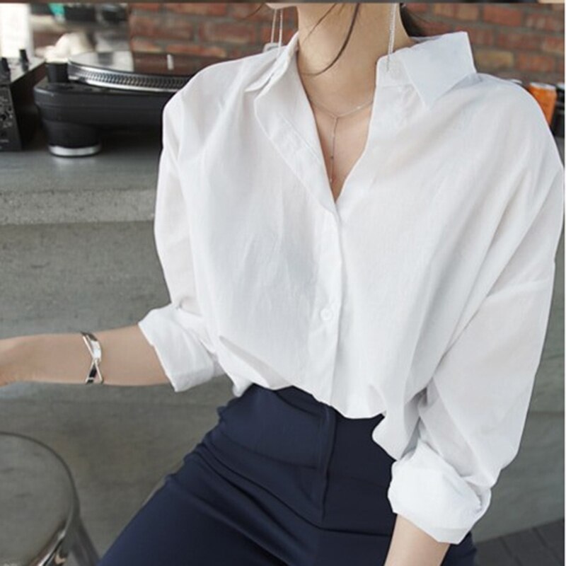 Oversized Casual White Shirt Top