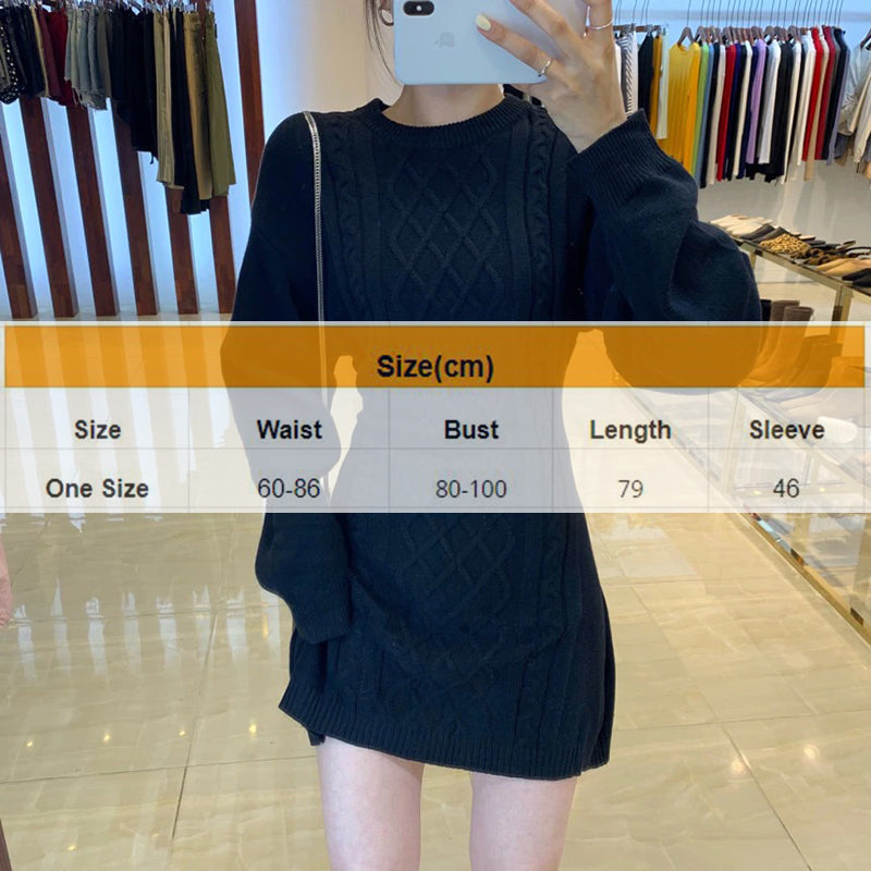 Casual Korean Knitted Mini Sweater Dress