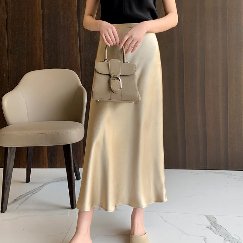 Elegant Silk Midi Skirt