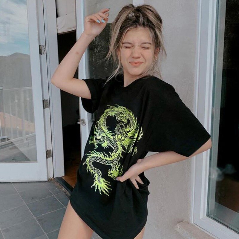 Dragon Printed Tee Shirt Top