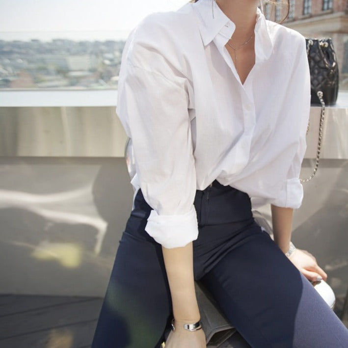 Oversized Casual White Shirt Top