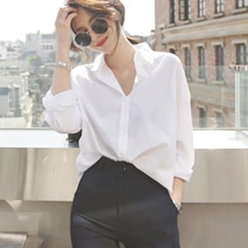 Oversized Casual White Shirt Top