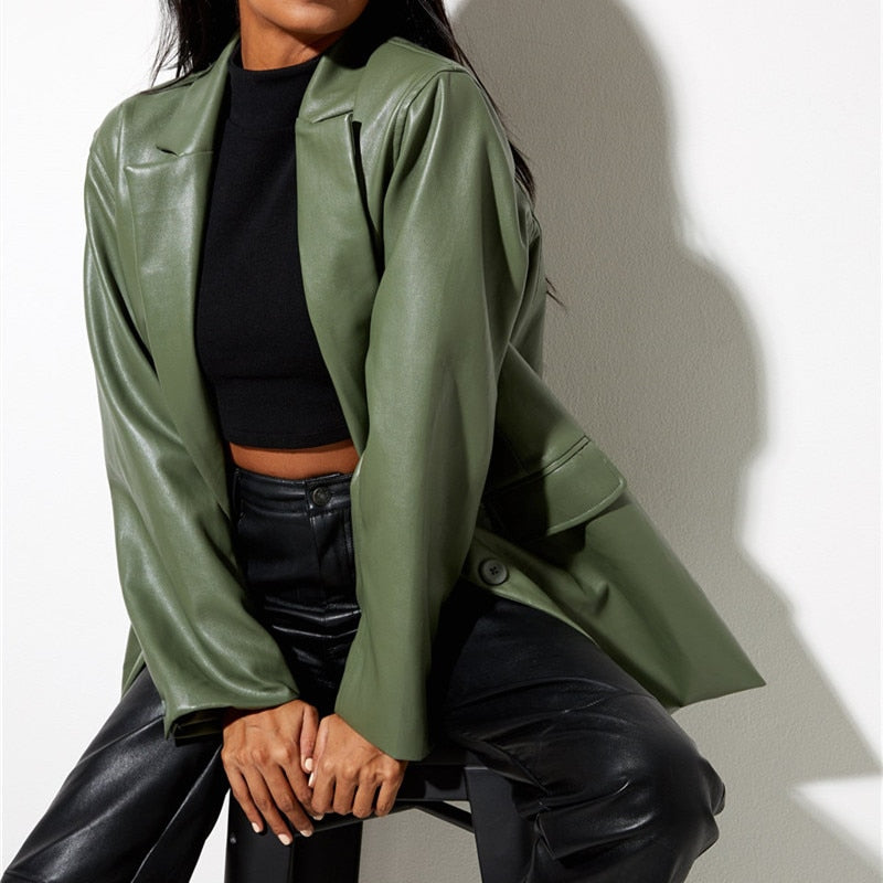 Fashionable Chic Leather Blazers