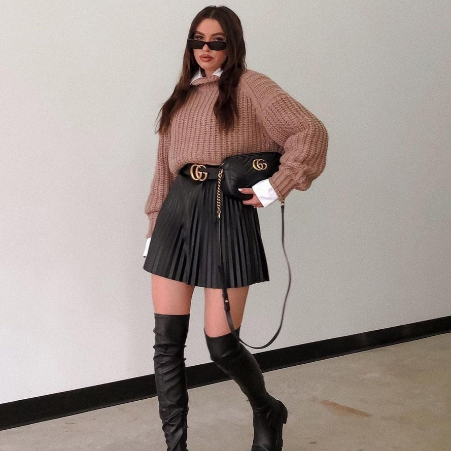 Fine Pleated Chic Mini Skirt
