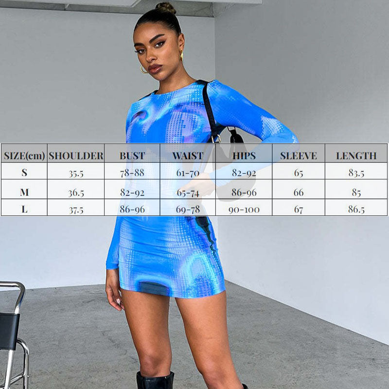 Blue 3D Mini Bodycon Dress