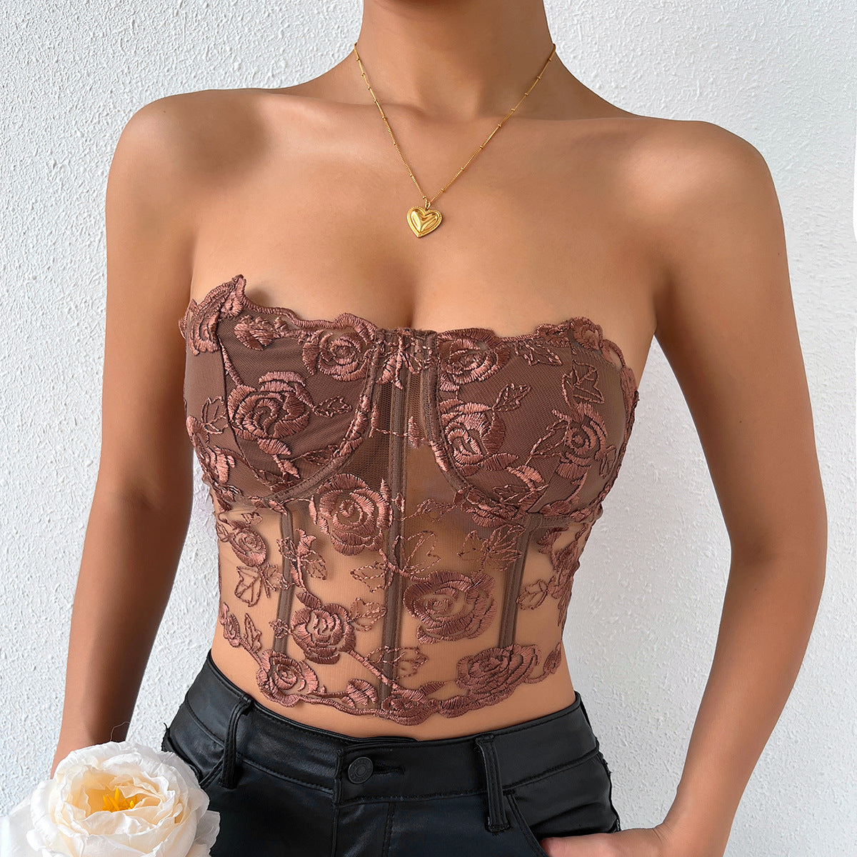 Chic Floral Lace Corset Top