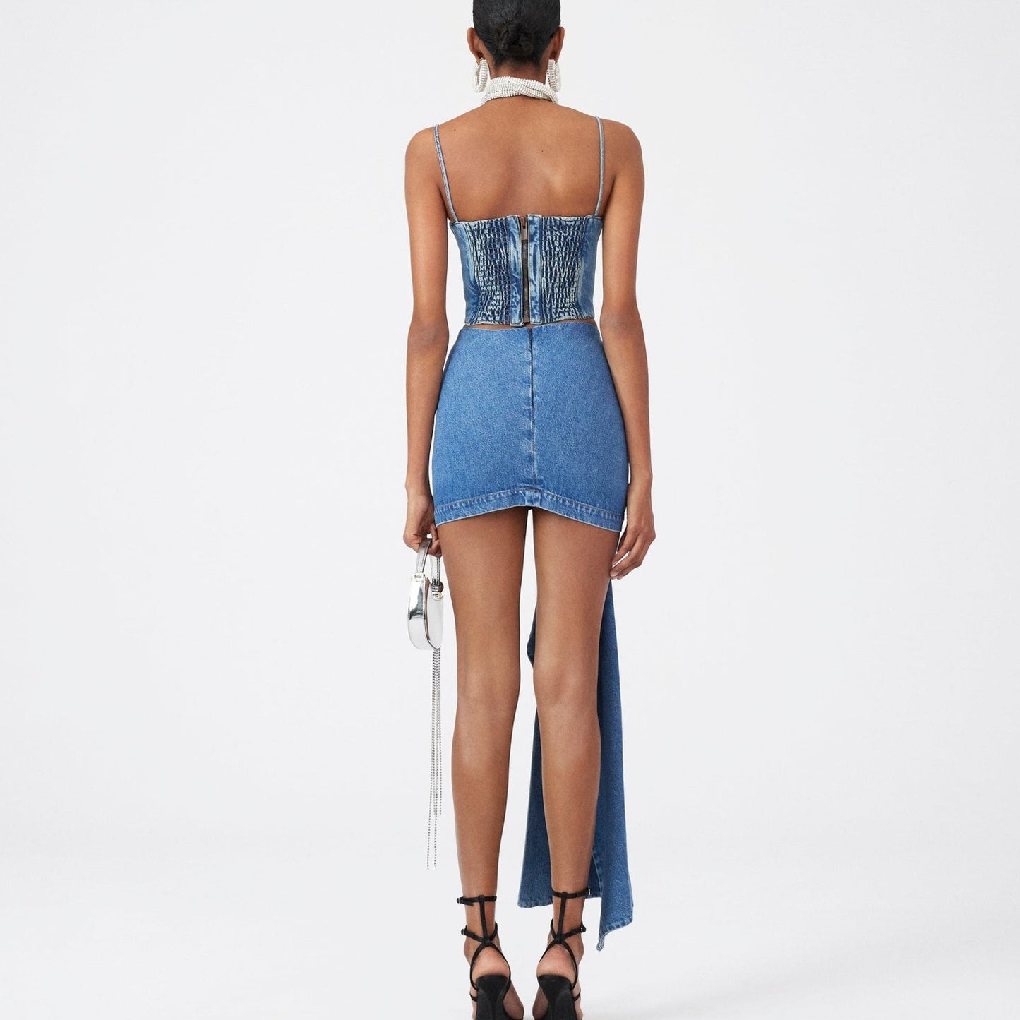 Blue Rose Denim Outfit Set