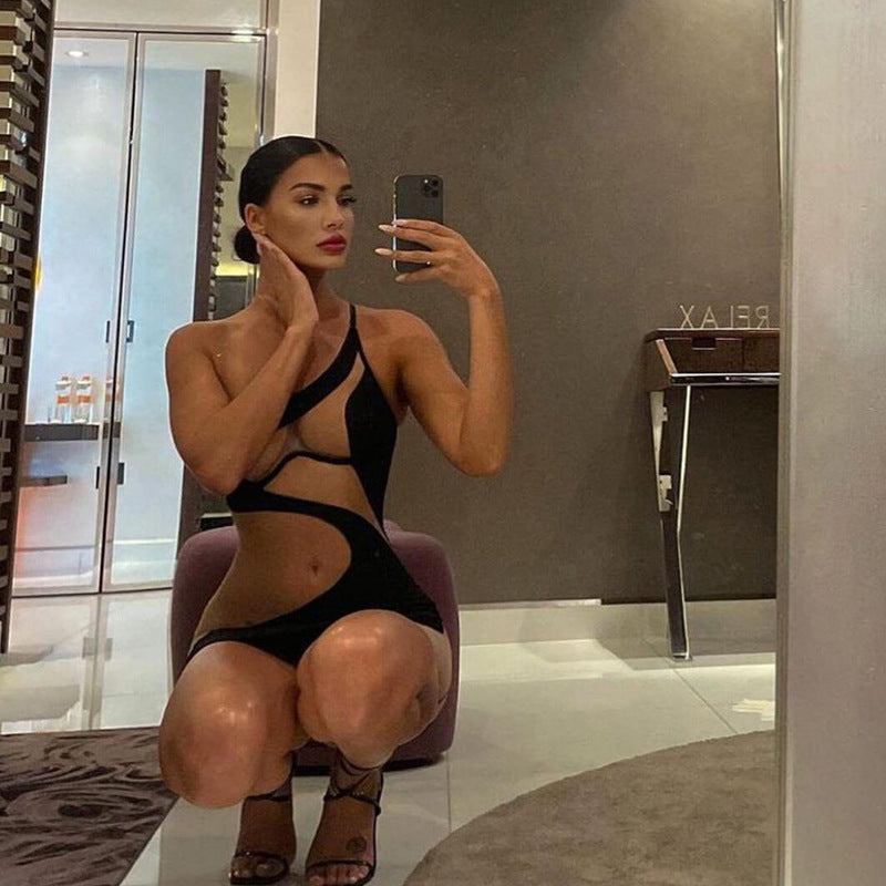 One Shoulder Mesh Dress