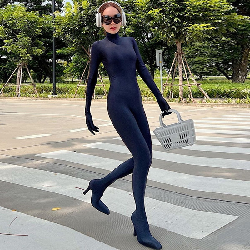 Black Whole Fit Club Jumpsuit