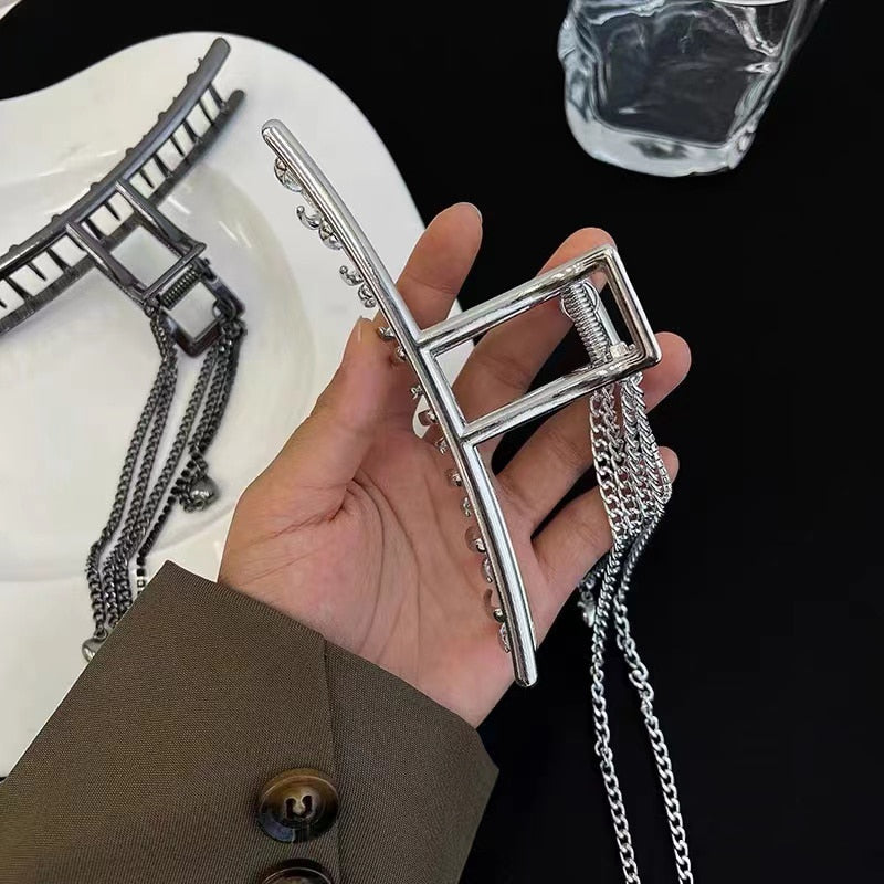 Heart Tassel Chain Crab Hair Clip