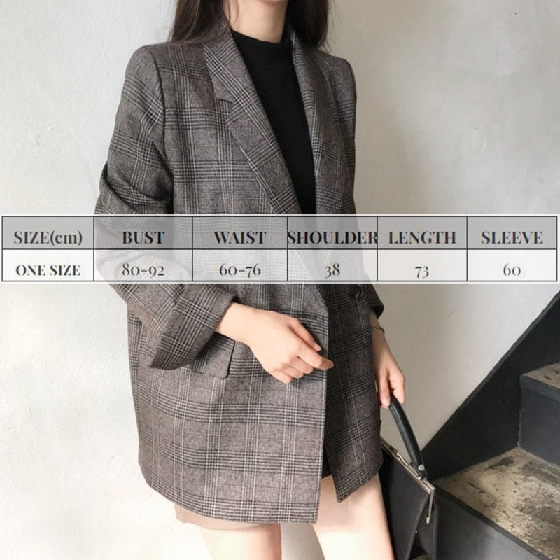 Elegant Plaid Printed Blazer