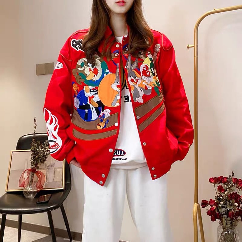 Embroidered Looney Tunes Bomber Jacket