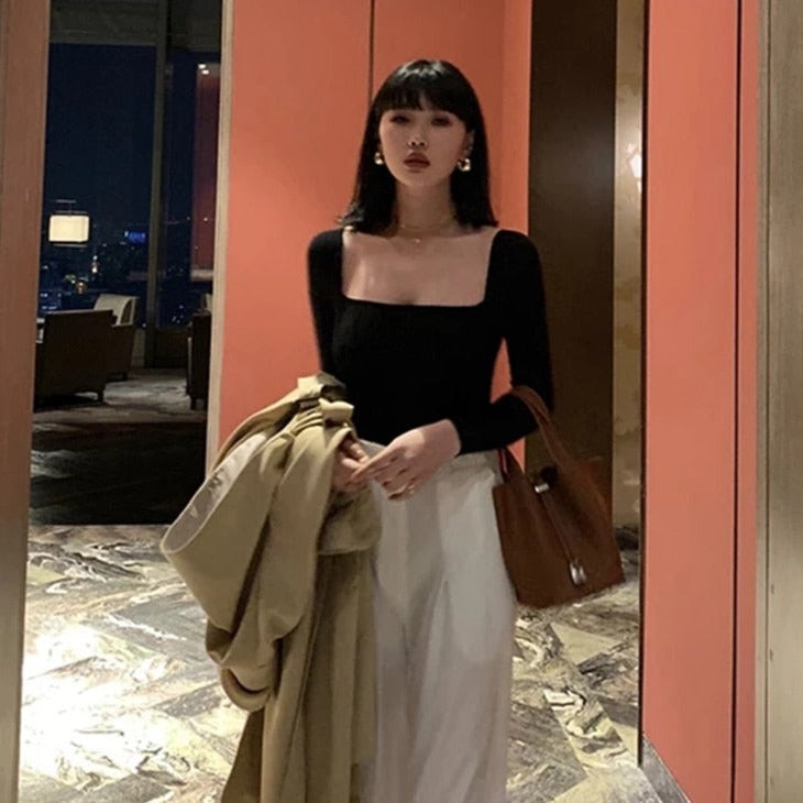 Elegant Square Neck Blouse Top