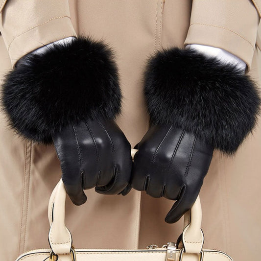 Luxury Rabbit Fur Leather Gloves