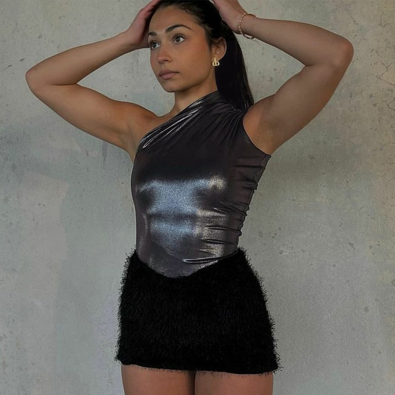 One Shoulder Ruched Bodysuit
