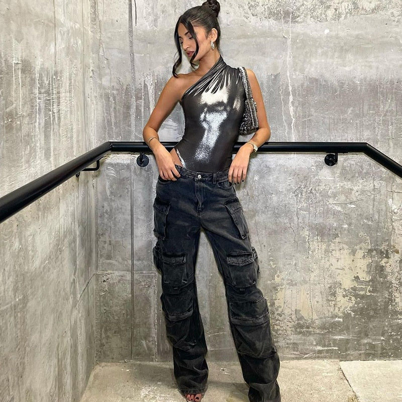 One Shoulder Ruched Bodysuit
