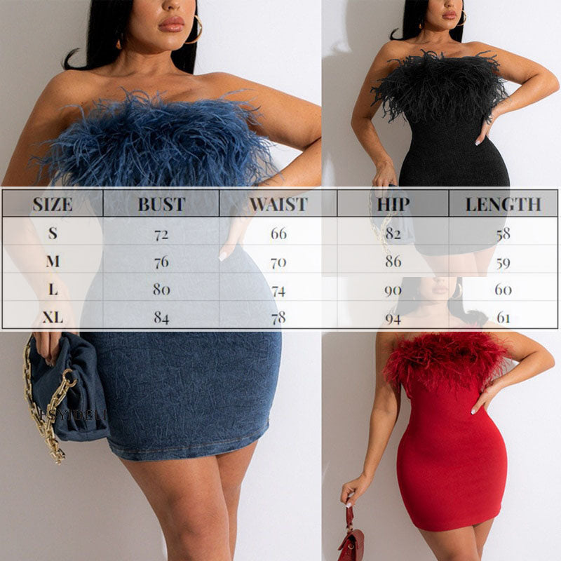 Feathers Patchwork Sleeveless Dress